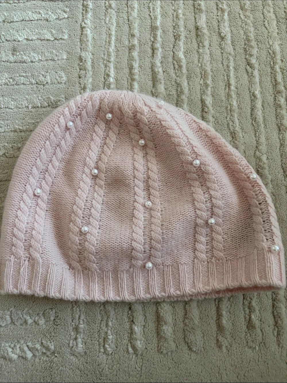 Forte cashmere beanie hat pink pearl